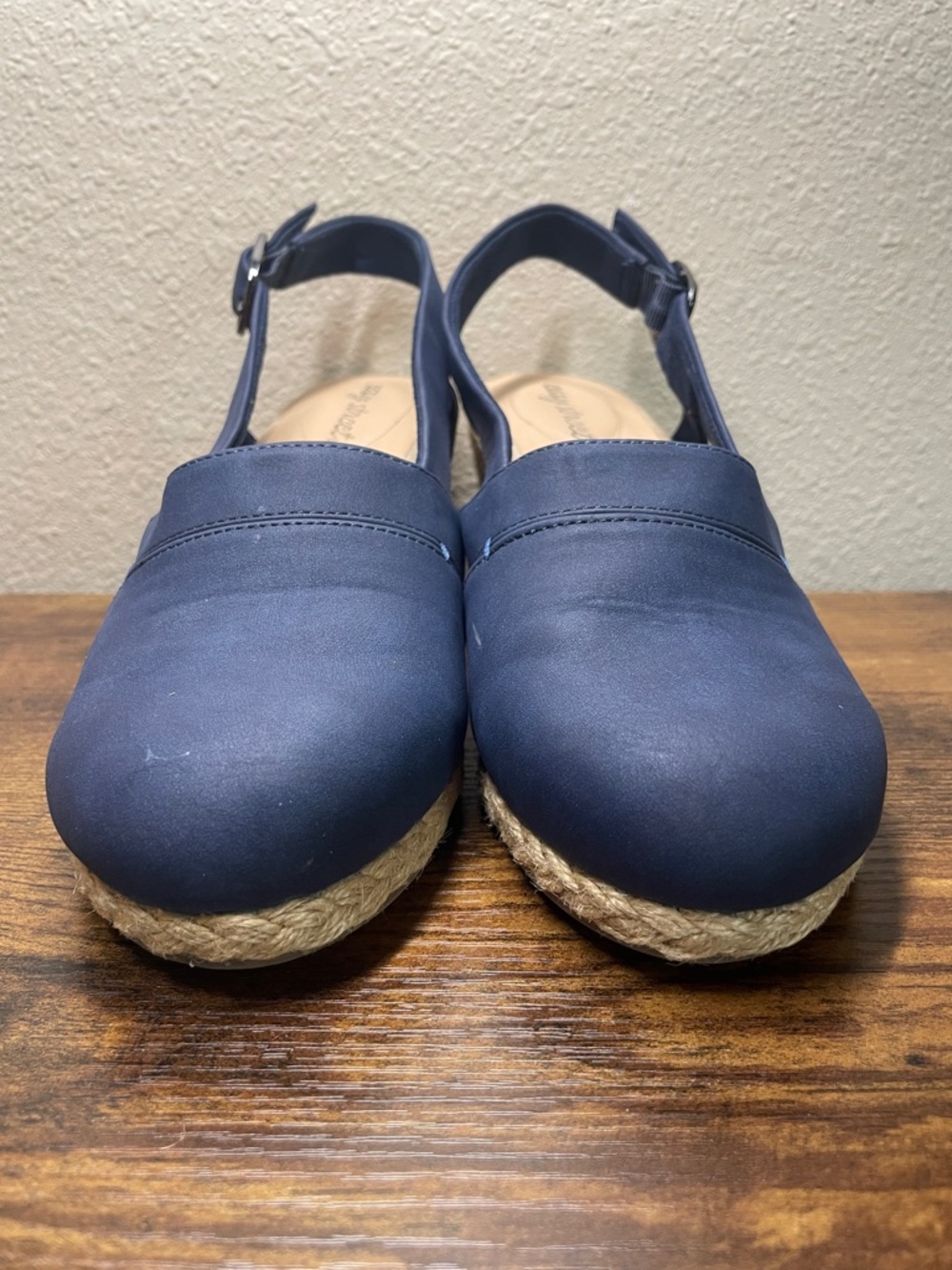 Easy Street Stargaze Size 9W Blue Espadrille Slingback Wedge Sandals - Picture 2 of 8